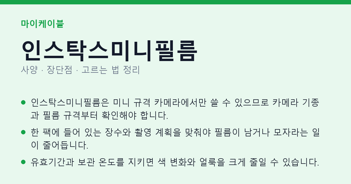 인스탁스미니필름 사양과 장단점 요약